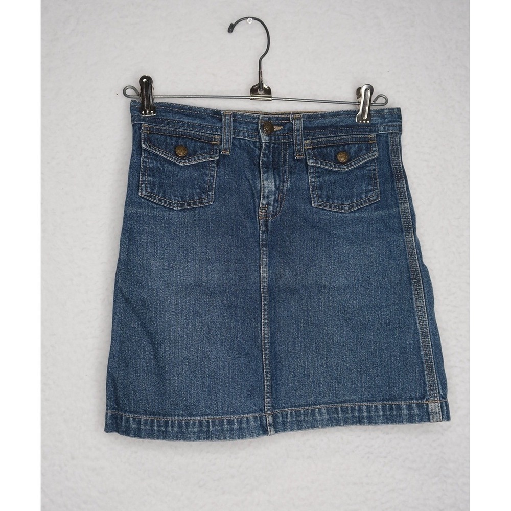 Polo Jeans Co. Ralph Lauren Girls Bleu Flap Pocket Mini Denim Skirt Sz 14 Summer